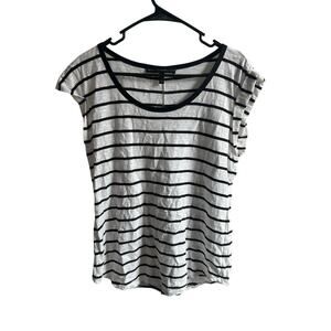 White House Black Market Casual Striped Short Sleeve Tee Medium